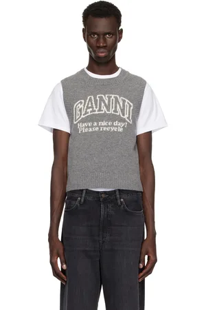 Ganni Gray Graphic Vest