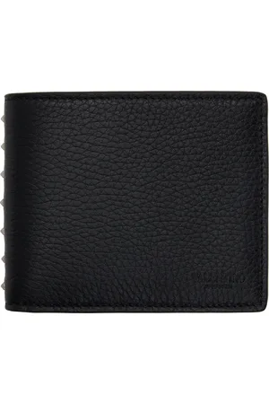 VALENTINO GARAVANI Black Rockstud Grainy Calfskin Wallet