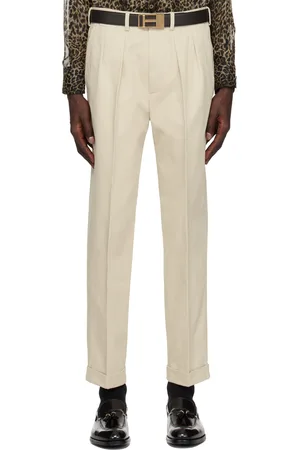 Tom Ford Beige Gabardine Double Pleat Trousers