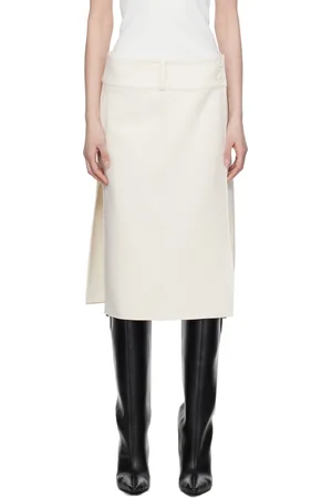 Courrèges Off-White Belted Slit Midi Skirt