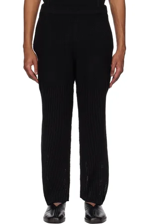 Issey Miyake Black Rustic Knit Sweatpants