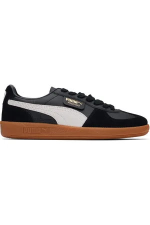 PUMA Black & Gray Palermo Leather Sneakers
