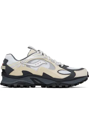 Saucony Beige & White Grid Aura X Sneakers