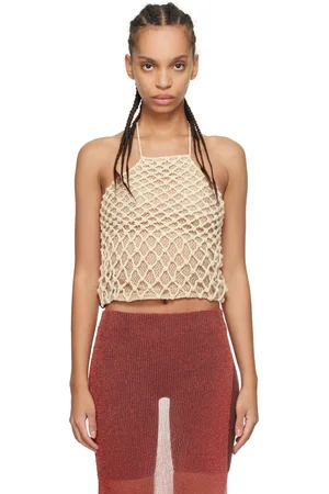 Isa Boulder SSENSE Exclusive Beige High Halter Neck Top