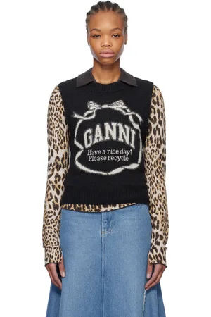 Ganni Black Graphic Bow Vest