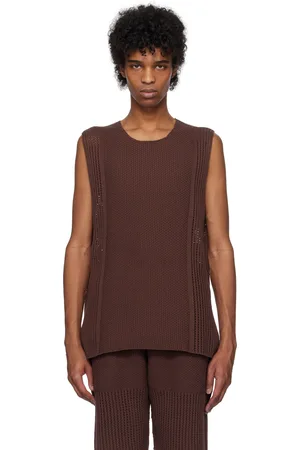 Issey Miyake Brown Rustic Knit Vest