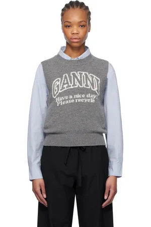 Ganni Gray Graphic Vest