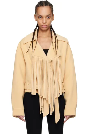 Nanushka Beige Ticia Fringed Double Wool Jacket