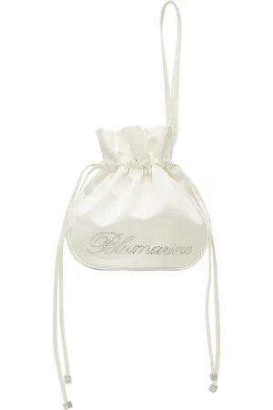 BLUMARINE SSENSE Exclusive White Satin Rhinestone Logo Pouch