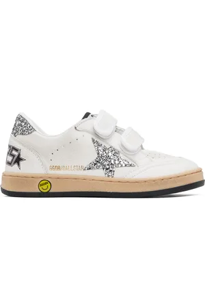 Golden Goose Kids White & Silver Ball Star Strap Sneakers