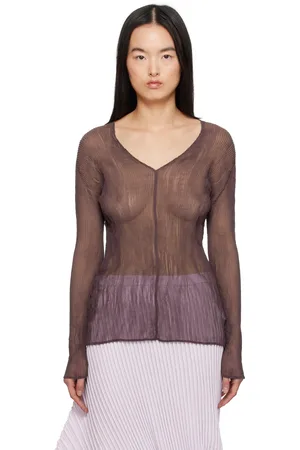 Issey Miyake Brown January Chiffon Twist 1 Top