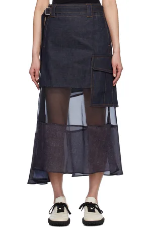 SACAI Indigo Mix Denim Maxi Skirt