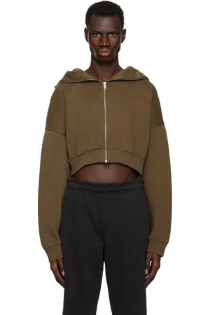 Entire Studios Brown Cropped Full Zip Hoodie