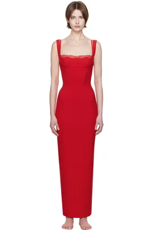 SKIMS Red Soft Lounge Lace Tank Maxi Dress