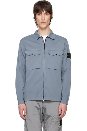Stone Island Blue Organic Stretch Cotton Overshirt