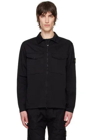 Stone Island Black Organic Stretch Cotton Overshirt