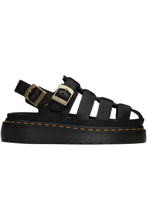 Dr. Martens Black Wrenlie Grizzly Leather Fisherman Sandals