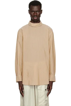 DRIES VAN NOTEN Beige Striped Turtleneck Shirt