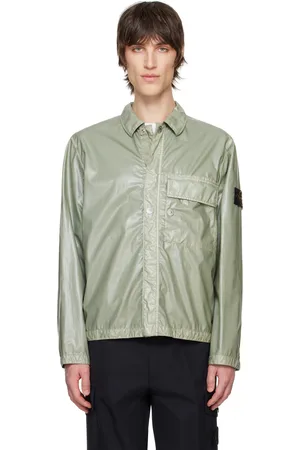 Stone Island Green Mussola Gommata-TC Overshirt