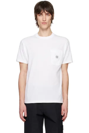 Stone Island White Organic Cotton Jersey Fissato Effect T-shirt