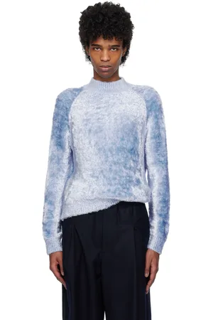 DRIES VAN NOTEN Blue Shag Knit Sweater