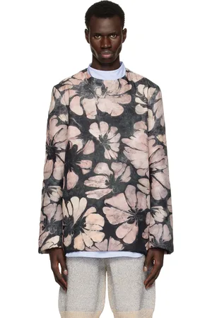 DRIES VAN NOTEN Pink & Navy Silk Long Sleeve Top