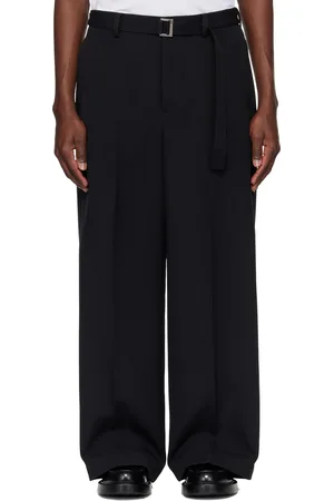 SACAI Black Matelasse Twill Trousers
