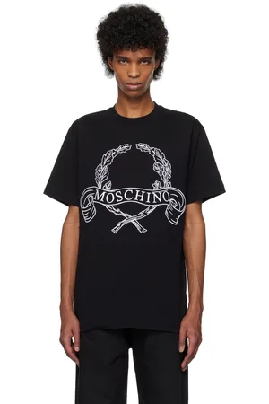 Moschino Black Maxi Laurel Crown Embroidery T-shirt