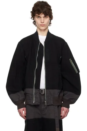 SACAI Black Garment-Dyed Denim Bomber Jacket