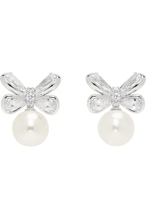 Shushu/Tong Silver YVMIN Edition Zirconia Butterfly Flower Pearl Stud Earrings