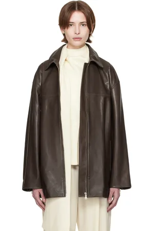 Nour Hammour Brown Layne Sleek Leather Jacket
