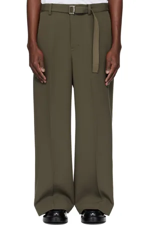 SACAI Khaki Matelasse Twill Trousers