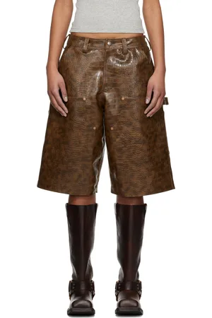 Andersson Bell Double Knee Faux-Leather Shorts