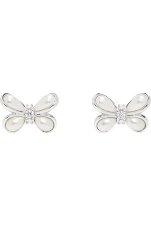 Shushu/Tong Silver & YVMIN Edition Pearl Butterfly Flower Basic Large Earrings