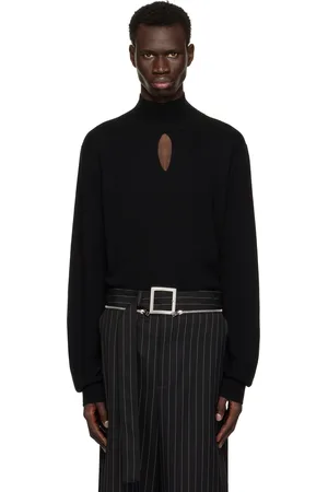 MUGLER Black Cut-Out Knit Turtleneck