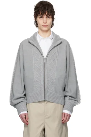 C2H4 Gray Fair Isle Knit Zip Jacket