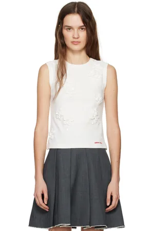 Shushu/Tong White 3D Flower Tank Top