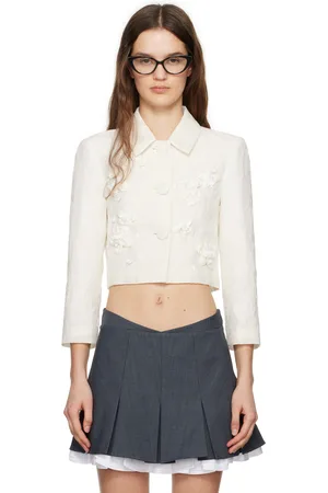 Shushu/Tong White Pointed Collar Short Jacket
