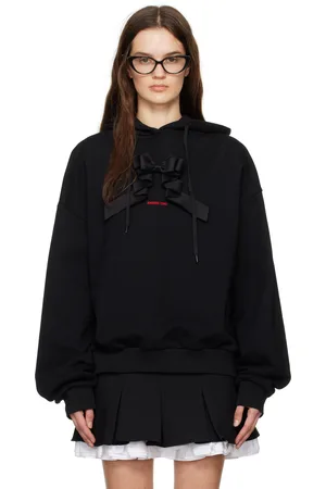 Shushu/Tong Black 3D Bow Loose Hoodie