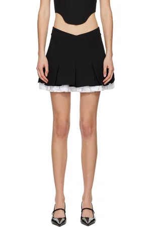 Shushu/Tong Black Double-Layered A-Shape Miniskirt