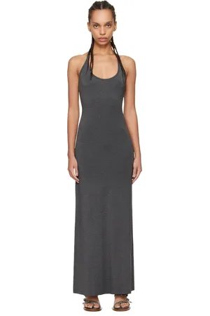 Fax Copy Express Gray Slim-Fitting Maxi Dress