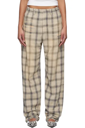 We11 Done Gray Washed Checkered Trousers