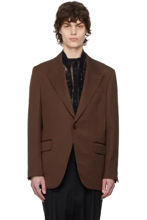 Simone Rocha Brown Relaxed Wide Peak Blazer