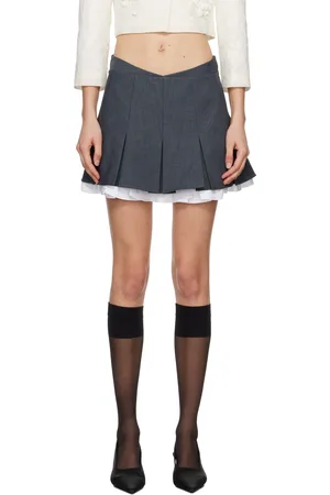 Shushu/Tong Gray Double-Layered A-Shape Miniskirt