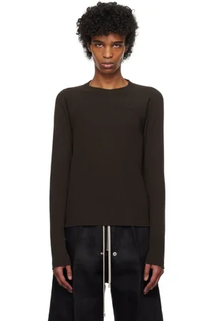 Rick Owens Brown Hollywood Ribbed Geo Sweater