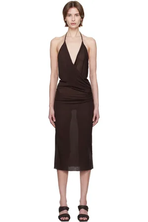 Rick Owens Brown Hollywood Draped Dress