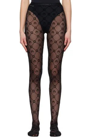 Marine Serre Black Moonogram Mesh Flock Tights