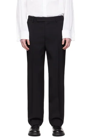 Marine Serre Black Virgin Wool Twill Pleated Trousers
