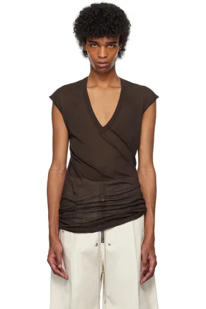 Rick Owens Brown Hollywood Deep V SL T-shirt