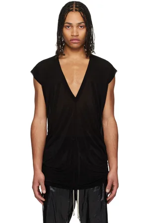 Rick Owens Black Hollywood Jersey Deep V SL T-shirt